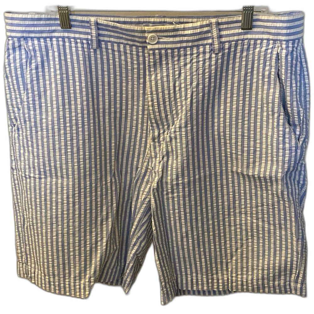 Alex Cannon Blue Seer Sucker Shorts Men's Size 38 100% Cotton